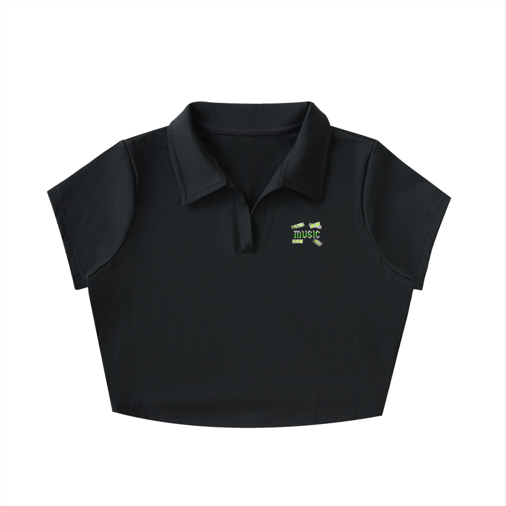 V-Neck Lapel Crop Top